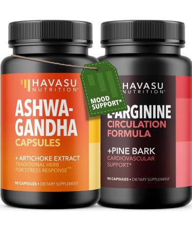 HAVASU NUTRITION High Strength Ashwagandha Supplement Capsules (45 Servings) & French Maritime Pine Bark Extract Capsules (30 Servings)