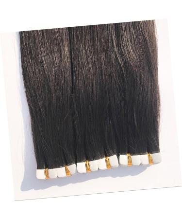 POPETPOP Real Hair Wig Straight Hair Extensions Tape in Hair Seamless Hair Extention Human Hair Wigs Invisible Hair Weaving medium Black - Buy Online on GoSupps.com