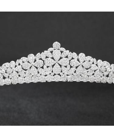 CZ Cubic Royal Wedding Tiara Crown - Bridal Hair Accessories Jewelry - Buy Online on GoSupps.com