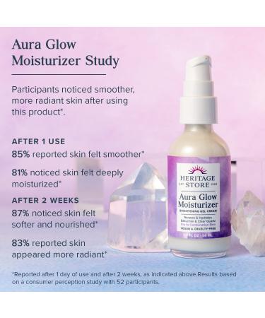 Heritage Store Aura Glow Facial Moisturizer - Brightening Gel Cream for Dry Combination Skin | Hypoallergenic Vegan Bakuchiol & Clear Quartz | 1.9oz - Buy Online on GoSupps.com