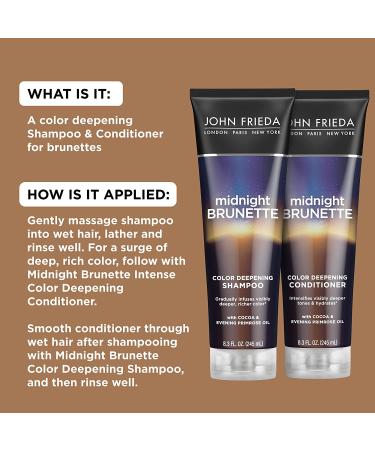 Midnight Brunette Shampoo & Conditioner Set - Enhance Dark Hair with Evening Primrose & Cocoa, 8.3 fl oz (Pack of 2) - Buy Online on GoSupps.com