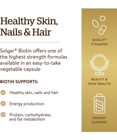Solgar Super High Potency Biotin 10000 mcg - 120 Vegetable Capsules for Healthy Hair & Skin - Buy Online on GoSupps.com