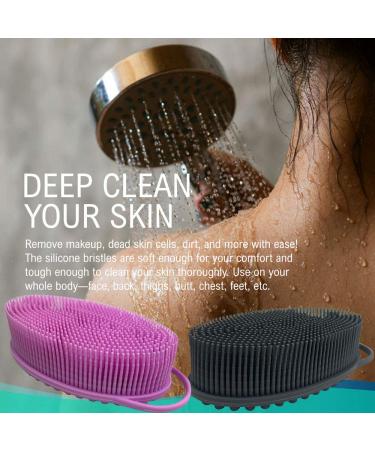 Avilana Exfoliating Silicone Body Scrubber - Easy to Clean, Lathers Well, Long Lasting - Gray - Buy Online on GoSupps.com