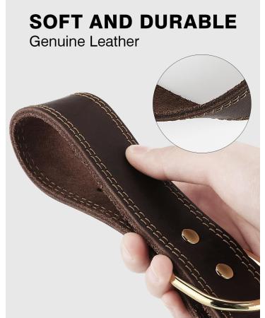 Joytale Leather Dog Collar with QR ID - Soft Durable Adjustable for Medium Dogs (30-39cm) - Stylish Brown - Buy Online on GoSupps.com
