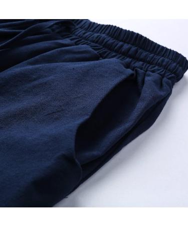 Gufesf Women's Casual Cotton Linen Palazzo Pants - Dark Blue X-Large - Buy Online on GoSupps.com