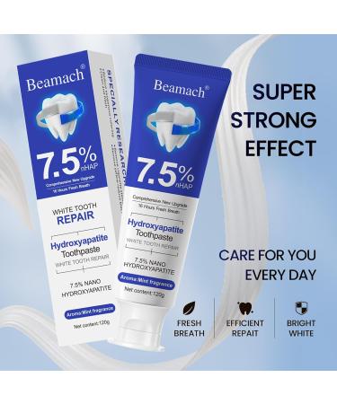 Beamach Hydroxyapatite Toothpaste Nano 7.5% Hydroxyapatite Toothpaste Whitening Tooth Repair Protects Enamel and Strengthens Teeth Fluoride-Free Gentle Mint Fresh Breath - Buy Online on GoSupps.com