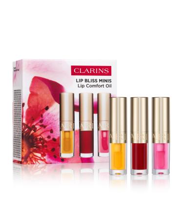 Clarins Lip Comfort Oil | Hydrating Nourishing and Moisturizing Lip Oil | Sheer High Shine Finish | Soothes Comforts and Protects Lips | Visibly Plumps | 93% Natural Ingredients | 0.2 Ounces Mini Lip Oil Set