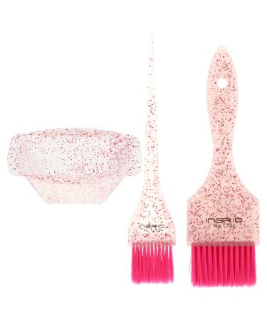 Lurrose Salon Hair Coloring Dyeing Kit Hair Dye Brush Mixing Bowl for Salon Home Use (Pink)