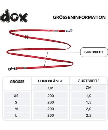DDOXX Reflective Nylon Dog Leash | 2m Adjustable Leash for All Dog Sizes | XS Red - Durable & Comfortable - Buy Online on GoSupps.com