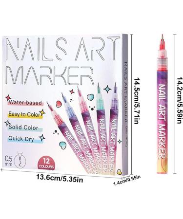Lot de 12 stylos ongles - Hautement pigment s et s chage rapide - Pour femmes et filles - Pour d butants et la maison - Pour le dessin au quotidien en salon et en studio - Pour les femmes les Pointe aiguille - Buy Online on GoSupps.com