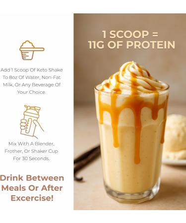 About Time Keto Shake with Bovine Collagen Protein + MCTs from Coconuts - 19g Fat 10g Protein 5g Net Carbs - Vanilla Caramel 1lb - Buy Online on GoSupps.com