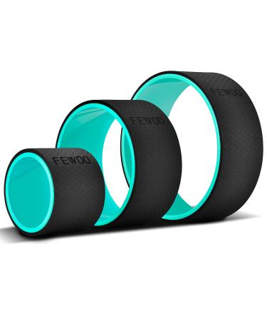 FEWOO Yoga Wheel for Back Pain, Yoga Prop Wheel, Sports Yoga Back Roller for Pain Relief, Stretching, Improving Flexibility, Massages and Backbends Black+Green 3 Set