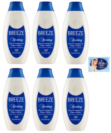 Felce Azzurra Set of 6 shower and body wash shampoos effectively cleansing the body and hair 400 ml + 1 free 100 g sachet of Blue Fern talcum powder
