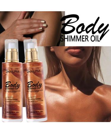 Shimmer Body Oil - Highlighting Liquid Glow Luminizer | Moisturizing Face Serum & Body Oil for Dry Skin - Pack of 2 - Buy Online on GoSupps.com