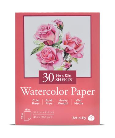 Art-N-Fly Watercolor Paper Pad 9x12" 30 Sheets - Cold Press Water Color Sketchbook Pad 140 lb for Art Painting, Drawing, Wet & Mixed Media - Water Coloring Paint Paper for Artist & Kids - Buy Online on GoSupps.com