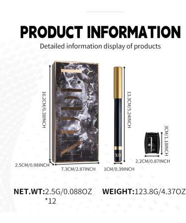  G n rique Eyeliner Pencil Eye Pencil Eyeliner Glitter Pencil Set Colored Pencils For Women Eye Shadow Stick Set Matte Makeup Pencils Professional Eye Makeup Eyeliner And Shadow (2.5gx12) Black - Buy Online on GoSupps.com