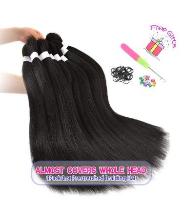 8 Pack 26 Inch #1B Pre Stretched Braiding Hair - Premium Kanekalon Extensions - Itch Free - Hot Water Setting - Yaki Texture - Professional Grade - Gift Set - Buy Online on GoSupps.com