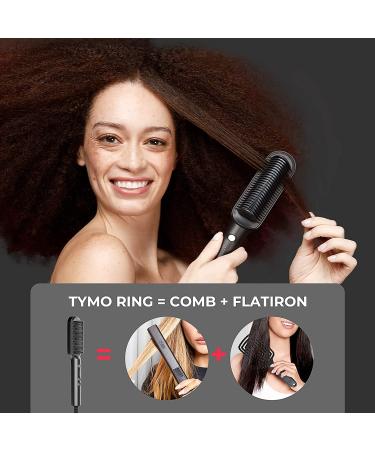 TYMO Hair Straightener Comb | Matte Black Straightening Brush for Women | 5 Temp Settings | 20s Fast Heating & Anti-Scald Technology - Buy Online on GoSupps.com