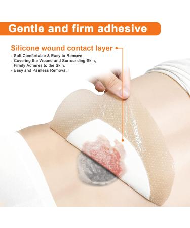 Carbou Sacrum Silicone Foam Dressing 6''x7'' - Waterproof Sacral Pad for Pressure Ulcers - 5 Pack - Buy Online on GoSupps.com