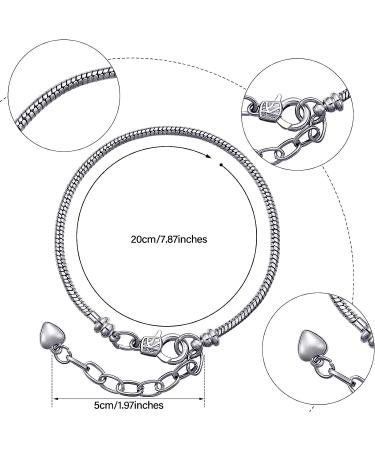 20 Pieces 7.87 Snake Chain Charm Bracelets - Stainless Steel DIY Bracelet Chains for Women's Jewelry Making (Silver) - Buy Online on GoSupps.com