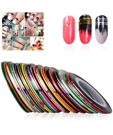 Nail Striping Tape 32 Rolls Mixed Colors Nail Art Striping Tape Decoration Sticker Nail Line DIY Nail Tip