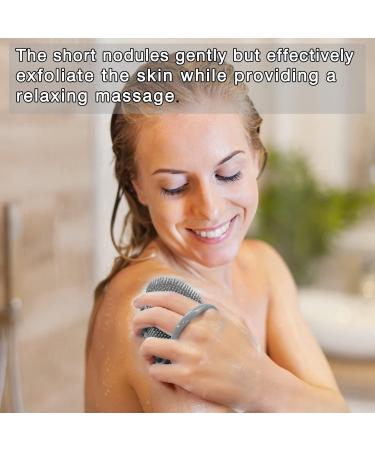 Hience Silicone Body Brush | Non-Slip Bathing & Massage Brush for Peeling Cellulite & Gentle Scrubbing - Gray - Buy Online on GoSupps.com