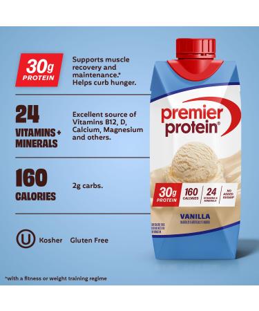 Premier Protein Shake, Vanilla, 30g Protein, No Added Sugar, 24 Vitamins & Minerals to Support Immune Health, 11 fl oz, 12 Pack (Packaging May Vary) Vanilla 11 Fl Oz (Pack of 12) - Buy Online on GoSupps.com