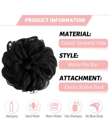 Vlasy Curly Wavy Messy Bun Hair Piece | Synthetic Chignon Hair Extension for Women & Girls (1# 60g) - Buy Online on GoSupps.com