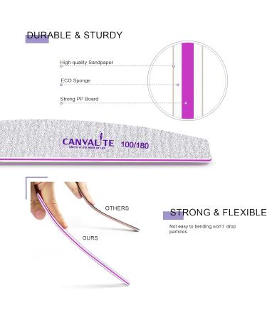 Canvalite 50pc Professional Nail Files for Gel Nails - Double-Sided 100/180 Washable & Reusable Buffers - Buy Online on GoSupps.com