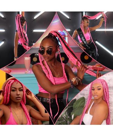 32 Inch Pink Pre Stretched Braiding Hair Extensions - 3 Packs Synthetic Crochet Braids - Buy Online on GoSupps.com