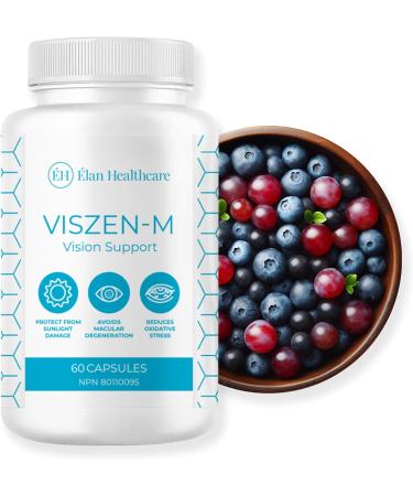 Viszen-M Eye Health Vitamins Complete Vision Formula with Lutein Zeaxanthin Quercetin and Bilberry 60 Capsules - Elan Healthcare - Buy Online on GoSupps.com