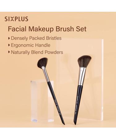 SIXPLUS 3 Pc Black Makeup Brush Set - Bronzer Blush Highlighter & Blender Sponge for Powder Cream & Liquid - International Shipping Available - Buy Online on GoSupps.com