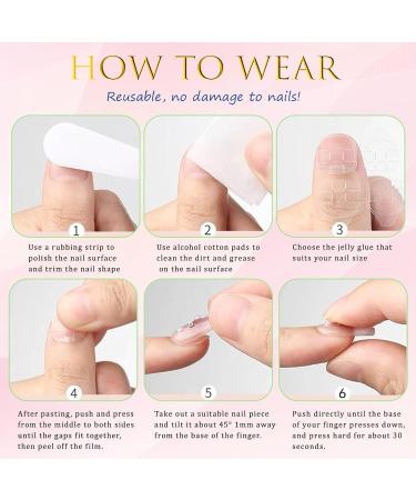 Buy Reusable Press on Short Coffin Nails - Off-white & Pink Glitter Sequins | 24 Pcs - Perfect for Women & Girls - Buy Online on GoSupps.com