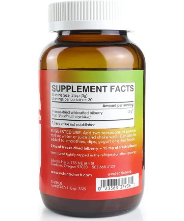 Eclectic Institute Freeze-Dried Bilberry Powder 3.2 oz â€“ Whole Food Antioxidant Superfood - Buy Online on GoSupps.com