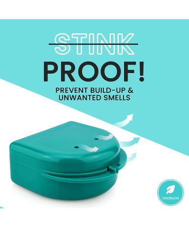 Retainer Case (2 Pack) with Vent Holes - Teal: Denture, Mouth Guard, Aligner Storage - Buy Online on GoSupps.com