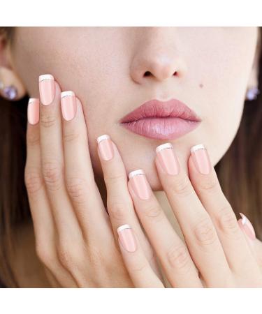 72 Pieces French False Nails Glitter False Fingernails Silver Line Press on Nail Short Medium Fake Acrylic Nail with Nail Files Stick Full Cover for Nail Decoration 3 Boxes (Light Pink) - Buy Online on GoSupps.com