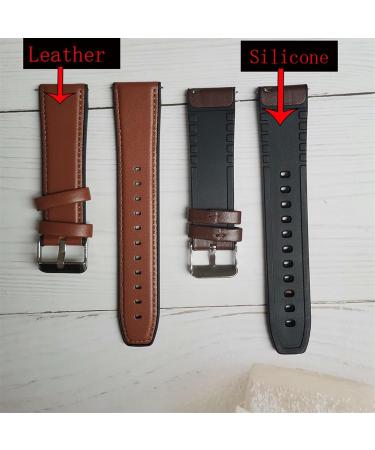 LOTOAK Leather Silicone Bracelet Compatible With Amazfit GTR 47mm Wrist Strap Compatible With Xiaomi Amazfit Pace/Stratos 1 2 3 / GTR2 / GTR 2e Watchband For GTR2 Coffee bk - Buy Online on GoSupps.com