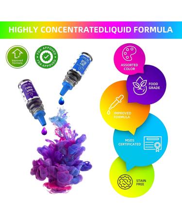 20 Colors Bath Bomb Soap Dye - Food Grade Skin Safe Liquid Colorant for Soap Making - Vibrant Neon Coloring for DIY Bath Bombs, Soap, Bath Salts - Slime and Clay Crafting - Buy Online on GoSupps.com