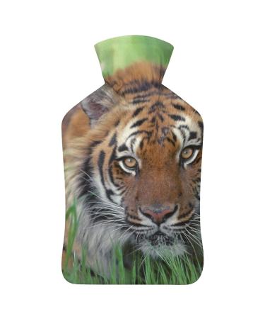 Tiger Grass Hot Water Bottle With Cover Plush Bed Bottle Hand Warmer For Adults And Children 26.5X15.3cm