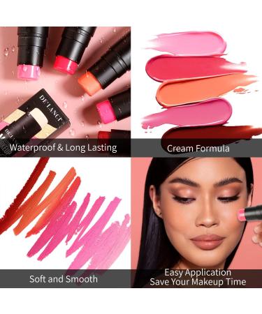  DE'LANCI 3-in-1 cream blush pencil for cheeks lips and eyeshadow waterproof smooth moisturizing cream formula blush pink - Buy Online on GoSupps.com