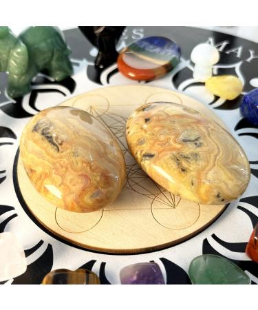 Xiannvxi 2.4'' Crazy Lace Agate Palm Stone | Natural Polished Crystal for Worry Stones Massage & Reiki Healing - Buy Online on GoSupps.com