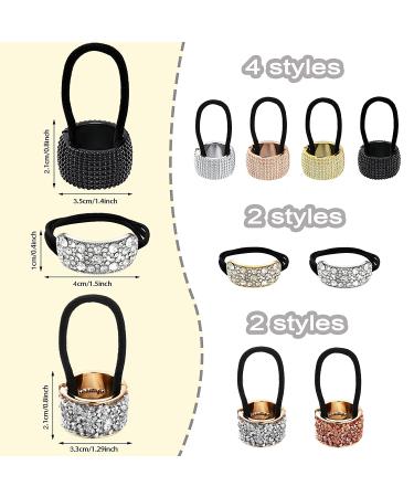 8 Piece Rhinestone Glitter Ponytail Holder Set for Women and Girls - Gothic Punk Elastic Hair Tie Bands in Mixed Colors - Buy Online on GoSupps.com