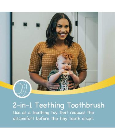 Papablic Infant Training Toothbrush 2 Pack - Soft Silicone Baby Toothbrush for Ages 4 Months and Up - BPA Free - Yellow & Blue - Buy Online on GoSupps.com