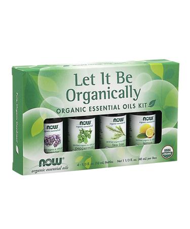 Now Foods Let It Be Organically Organic Essential Oils Kit 4 Bottles 1/3 fl oz (10 ml) Each