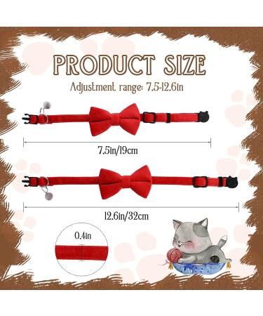 2 Pcs Velvet Bowtie Cat Collar with Bell Adjustable Breakaway Cat Collars Kitten Small Puppy Safety Bow Tie Solid Wedding Red Cat Collar for Boy Girl Cats - Buy Online on GoSupps.com