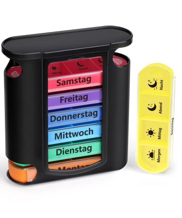 Opret tablet box 7 days with 4 compartments for the morning at noon at night medication box pills box pill box Pill can box tablets Wochenbox Organizer Supplement Box Black - Buy Online on GoSupps.com