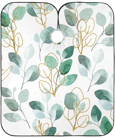 Waterproof Barber Cape - Green Eucalyptus & Cheetah Print Haircut Bib for Men & Unisex - Ideal for International Shipping - Buy Online on GoSupps.com