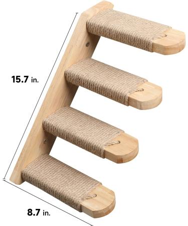 FUKUMARU Wall Mounted Cat Climbing Shelf - 4 Step Stairway with Jute Scratching Perch Platform - Buy Online on GoSupps.com