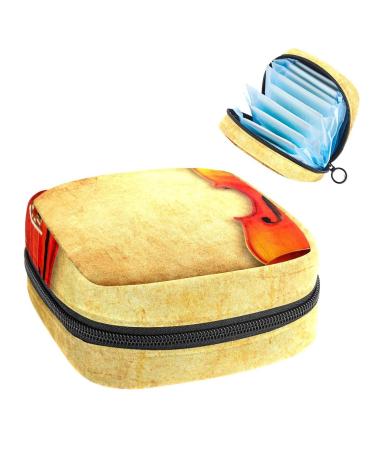 GIAPB Period Bag Sanitary Napkin Storage Bag Period Pouch Travel Makeup Bag Vintage Violin Color3689