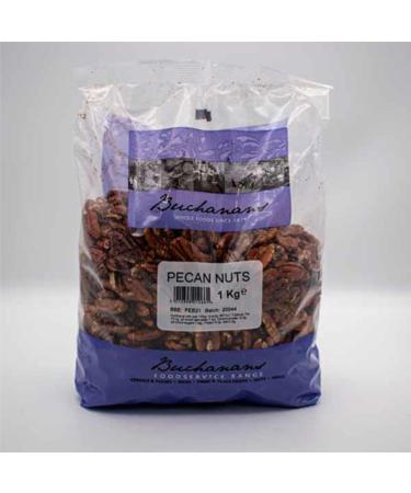 Buchanans Pecan Nuts 1kg. Resturant Quality.Pecan nuts.A sweet nuttiness to be used in puddings and all things sweet. great roasted and caramel flavours like Maple Syrup and Coffee.